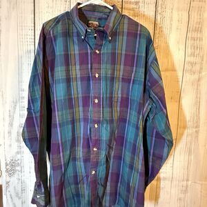 Vintage Samsons Men’s Shirt XL Tall Plaid Long Sleeve Button Up